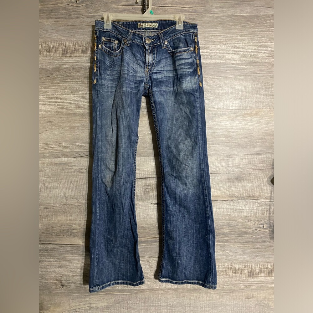 BKE Women Stella Bootcut Jeans Stretch Embroidered Low Rise Tag 28x31